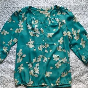 LOFT Summer Henley Cinched Blouse